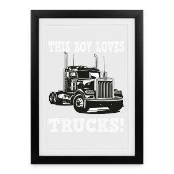 This Boy Loves Trucks - Framed poster (27 × 37 cm) - black - Front
