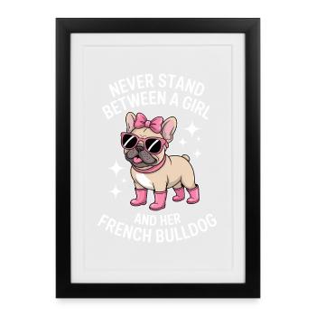 Dictons du bouledogue français Cadeau du bouledogue français - Affiche encadrée (27 × 37 cm) - noir - Devant