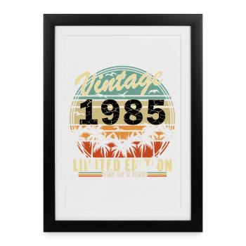 Coucher de soleil vintage de 1985 - Affiche encadrée (27 × 37 cm) - noir - Devant