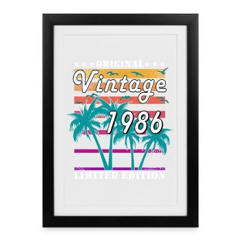 Vintage 1986 Palm Trees Limited Edition - Framed poster (27 × 37 cm) - black - Front