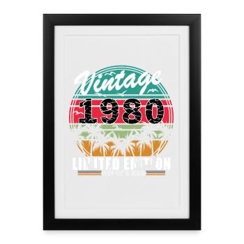 Vintage 1980 Limitierte Edition - Gerahmtes Poster (27 × 37 cm) - Schwarz - Vorne