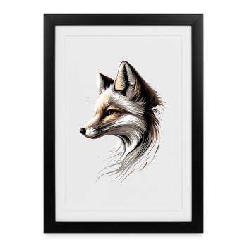 Renard arctique Renard des neiges Renard des glaces Renard blanc doux - Affiche encadrée (27 × 37 cm) - noir - Devant