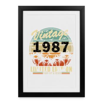 Vintage 1987 Limited Palm Tree Sunset - Framed poster (27 × 37 cm) - black - Front