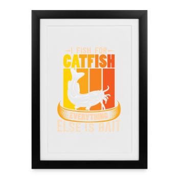 Poisson-chat pêcheur poisson-chat pêchent le poisson-chat - Affiche encadrée (27 × 37 cm) - noir - Devant