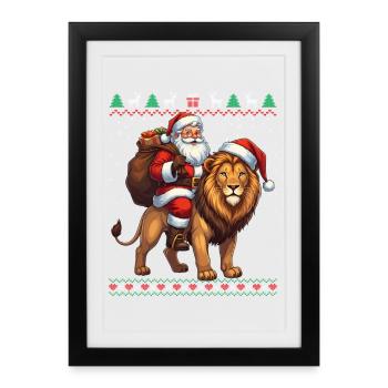 Fun Ugly Santa Weihnachtspullover - Gerahmtes Poster (27 × 37 cm) - Schwarz - Vorne