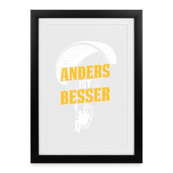 Paraglider DIFFERENT IS BETTER Fun - Framed poster (27 × 37 cm) - black - Front