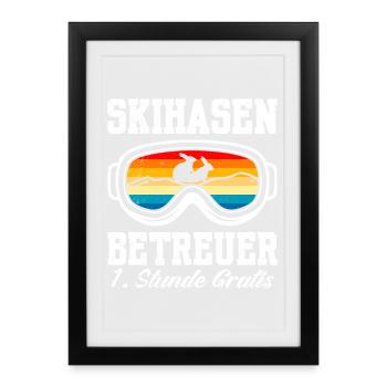 Skiing SKI BUNNY SUPERVISOR 1ST HOUR FREE OF CHARGE - Framed poster (27 × 37 cm) - black - Front