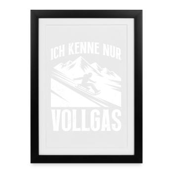 Schlitten Training ICH KENNE NUR VOLLGAS LUSTIG - Gerahmtes Poster (27 × 37 cm) - Schwarz - Vorne