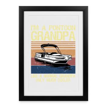 Conception cool de bateau ponton pour grand-père hommes pontoon - Affiche encadrée (27 × 37 cm) - noir - Devant