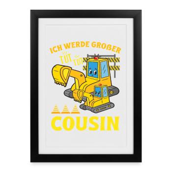 I Will Big Cousin 2024 Excavator Soon Bigger - Framed poster (27 × 37 cm) - black - Front