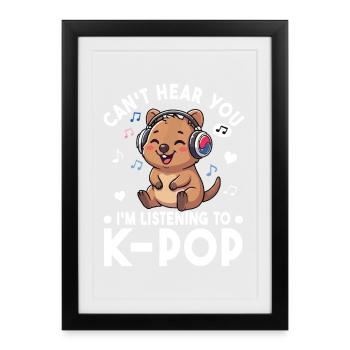 K-Pop Quokka – Sweet Music Fan Statement Design - Affiche encadrée (27 × 37 cm) - noir - Devant