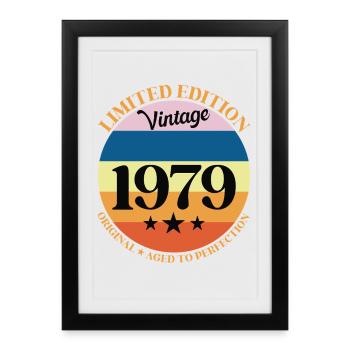 1979 Anniversaire Vintage Cadeau d'Anniversaire 79 - Affiche encadrée (27 × 37 cm) - noir - Devant