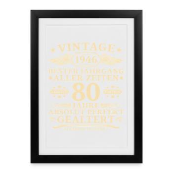 80 Years Perfectly Aged 1946 Vintage - Framed poster (27 × 37 cm) - black - Front