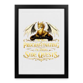 Je ne procrastine pas, je fais des quêtes secondaires - Affiche encadrée (27 × 37 cm) - noir - Devant