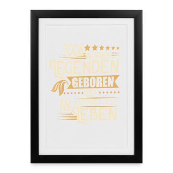 18 anniversaires Legend Retro 2008 Fête d’anniversaire - Affiche encadrée (27 × 37 cm) - noir - Devant