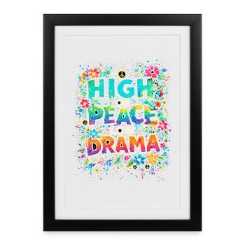high on peace, low drama flower power - Framed poster (27 × 37 cm) - black - Front