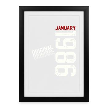 40e anniversaire Original Millésime janvier 1986 - Affiche encadrée (27 × 37 cm) - noir - Devant