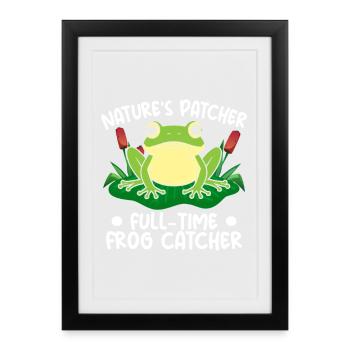 Frog Catcher Nature ́s Patcher Full-Time Catcher - Framed poster (27 × 37 cm) - black - Front