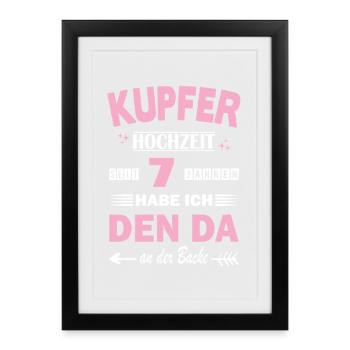 Mariage en cuivre, 7e anniversaire de mariage, épouse - Affiche encadrée (27 × 37 cm) - noir - Devant