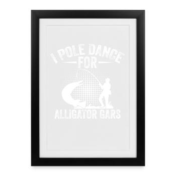 Saison de pêche de l’alligator gar Canne à canne Alligator Alligator - Affiche encadrée (27 × 37 cm) - noir - Devant