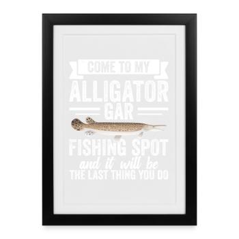 Saison de pêche combinée canne à pêche et moulinet - Affiche encadrée (27 × 37 cm) - noir - Devant