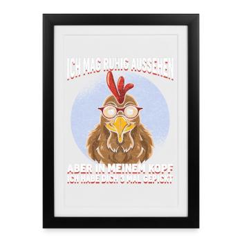 Fille avec des lunettes tête de cinéma qui dit - Affiche encadrée (27 × 37 cm) - noir - Devant