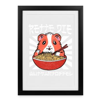 Ramen Hamster Bowl Noodle Delight - Framed poster (27 × 37 cm) - black - Front