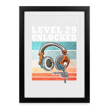 Niveau 29 Niveau 29 Casque à déverrouiller rétro - Affiche encadrée (27 × 37 cm) - noir - Devant