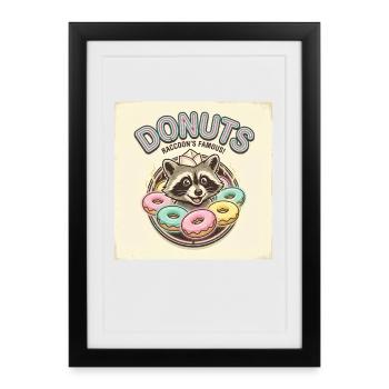 Donuts Raccoons Célèbres Donuts de Raccoon mignons - Affiche encadrée (27 × 37 cm) - noir - Devant