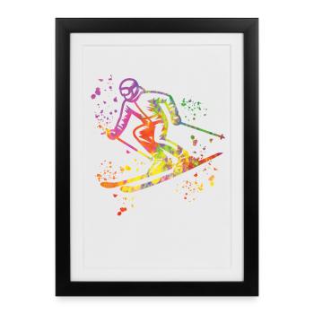 Ski alpin Sports d’hiver Ski nordique - Affiche encadrée (27 × 37 cm) - noir - Devant