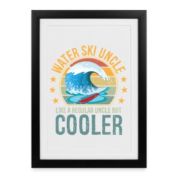 Ski nautique Oncle Day Oncle Amoureux du ski Oncle Ski nautique - Affiche encadrée (27 × 37 cm) - noir - Devant