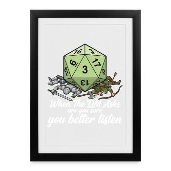 Are you sure? – Fun role-playing game GM Design - Framed poster (27 × 37 cm) - black - Front