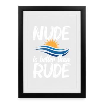 Nudité Gear Freedom Lover Nudisme Naturiste - Affiche encadrée (27 × 37 cm) - noir - Devant