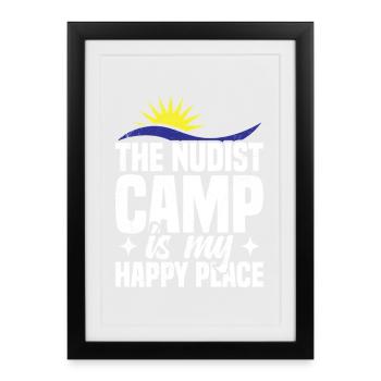Naturisme, nudisme, symbole, Freedom Lover, Nudist Camp - Affiche encadrée (27 × 37 cm) - noir - Devant