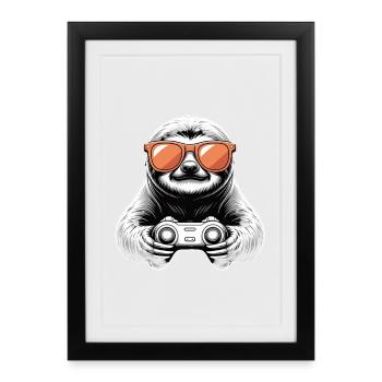 Gamer Sloth - Framed poster (27 × 37 cm) - black - Front