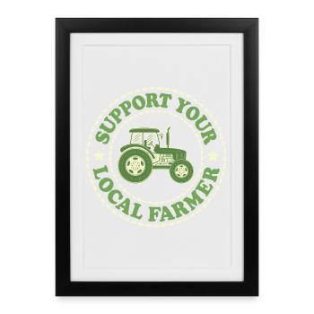 Soutenez votre agriculteur local - Affiche encadrée (27 × 37 cm) - noir - Devant