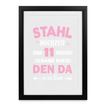 Mariage en acier 11e anniversaire de mariage Épouse - Affiche encadrée (27 × 37 cm) - noir - Devant