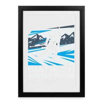 Biathlon Athlete Sport Sport Winter Sports - Framed poster (27 × 37 cm) - black - Front
