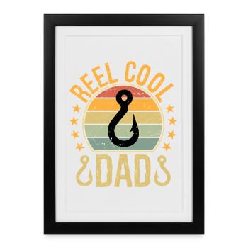 Mouliner Papa Cool Pêche Papa Papa Vintage - Affiche encadrée (27 × 37 cm) - noir - Devant