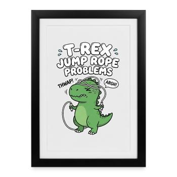 T-Rex Jumping Rope - Funny Dino Sport - Framed poster (27 × 37 cm) - black - Front