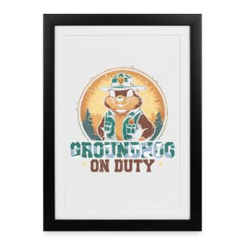 Marmotte du Jour sans fin - Affiche encadrée (27 × 37 cm) - noir - Devant