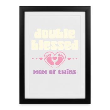 Doppelt gesegnet Zwillingsmama - Framed poster (27 × 37 cm) - black - Front