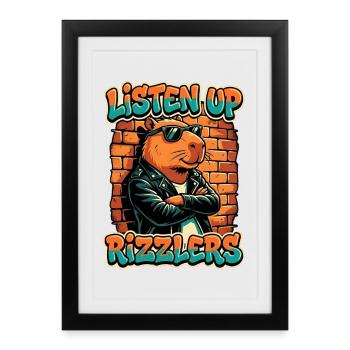 Écoutez bien la capybara de Rizzler - Affiche encadrée (27 × 37 cm) - noir - Devant