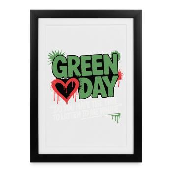 T-shirt cœur émeraude splash - Affiche encadrée (27 × 37 cm) - noir - Devant