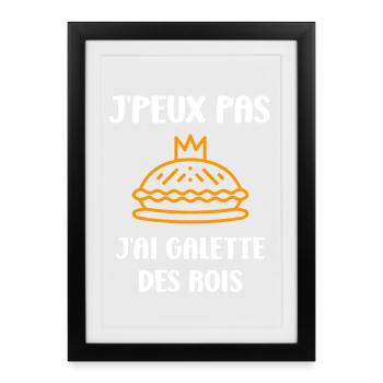 Humour galette des rois - Affiche encadrée (27 × 37 cm) - noir - Devant
