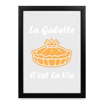 Humour galette des rois - Affiche encadrée (27 × 37 cm) - noir - Devant