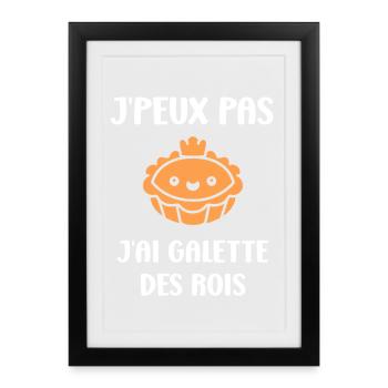 Humour galette des rois - Affiche encadrée (27 × 37 cm) - noir - Devant