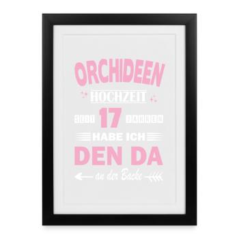 Mariage Orchidée 17e anniversaire de mariage Mariage - Affiche encadrée (27 × 37 cm) - noir - Devant