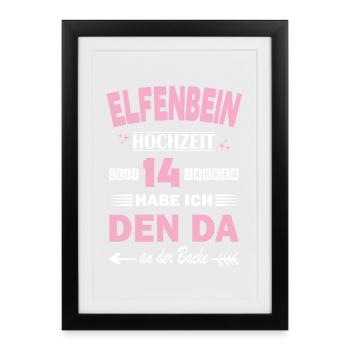 Mariage en ivoire 14e anniversaire de mariage mariage - Affiche encadrée (27 × 37 cm) - noir - Devant