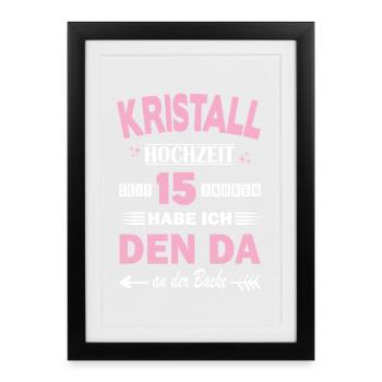 Mariage en cristal 15e anniversaire de mariage Épouse - Affiche encadrée (27 × 37 cm) - noir - Devant